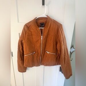 Brown Quilted Bomber Jacket